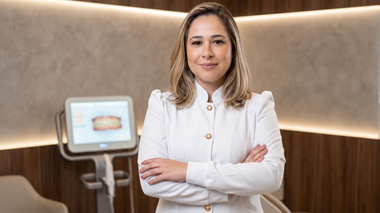 Dra. Louise Rodrigues no consultório do Ateliê PeriOdonto, no Belenzinho